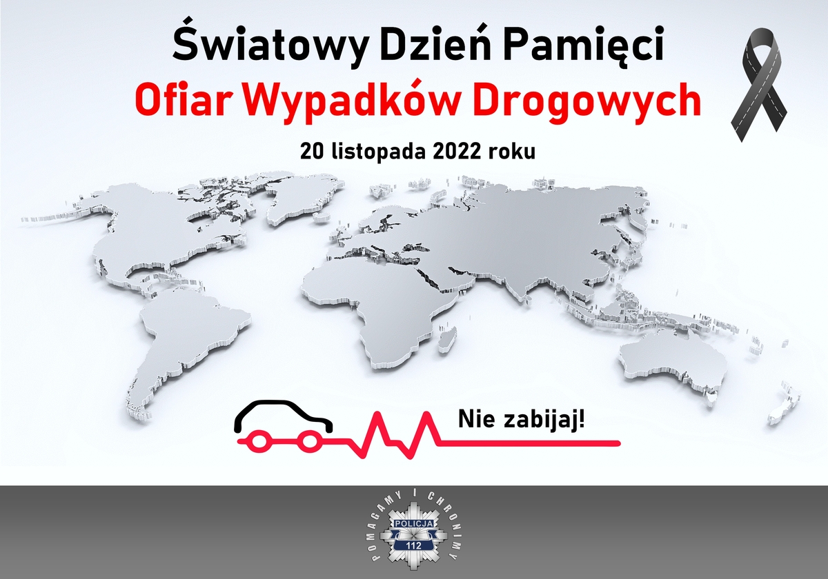 plakat informujący o światowym dniu pamięci ofiar wypadków drogowych