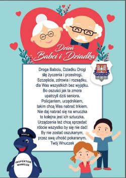 Kartki edukacyjne dla Babci i Dziadka  - akcja &quot;Babciu, dziadku - bądźcie ostrożni!&quot;