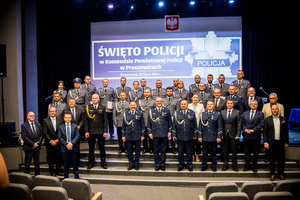 Obchody Święta Policji w Komendzie Powiatowej Policji w Proszowicach z udziałem Zastępcy Komendanta Wojewódzkiego Policji w Krakowie insp. Pawła Krauza.