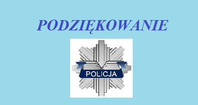 Podziękowanie na niebieskim tle, pod gwiazda policyjna