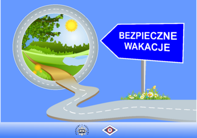 Plakat akcji &quot;Bezpieczne wakacje 2025&quot;