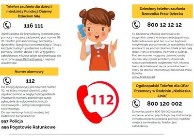 Ulotka przemoc domowa numery alarmowe