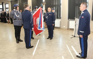 Uroczysta zbiórka z okazji zdania i objęcia obowiązków służbowych na stanowisku Komendanta Powiatowego Policji w Proszowicach