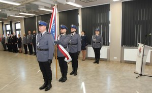 Uroczysta zbiórka z okazji zdania i objęcia obowiązków służbowych na stanowisku Komendanta Powiatowego Policji w Proszowicach