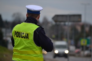 Policjant kontroluje ruch