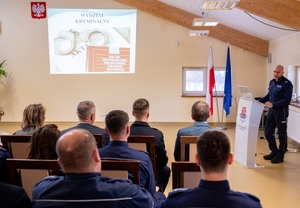 Narada roczna w Komendzie Powiatowej Policji w Proszowicach.