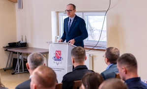 Narada roczna w Komendzie Powiatowej Policji w Proszowicach.