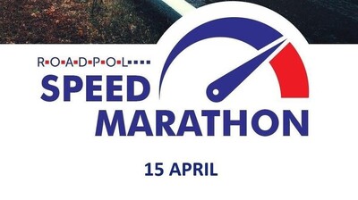 "Grafika z napisem ROADPOL SPEED MARATON 15 april."