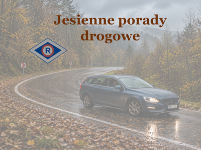 Samochód na śliskiej jezdni wokół jesienna aura