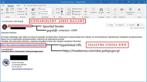 &quot;zrzut ekranu przedstawia fałszywy mail z informacją o rzekomym cyberataku&quot;