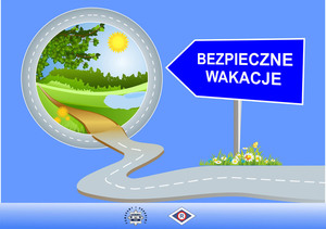 &quot;rysunek leśnej drogi i napis bezpieczne wakacje&quot;