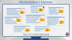 Plakaty z informacjami, poradami na czas letniego wypoczynku